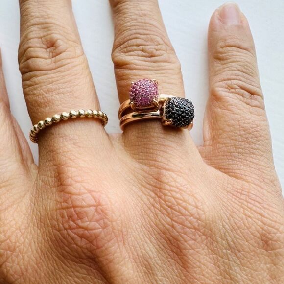 Tiffany & Co. Pink Sapphire Spinel Sugar Stack Ring 18k Rose Gold, sz 6 - Picture 3 of 5